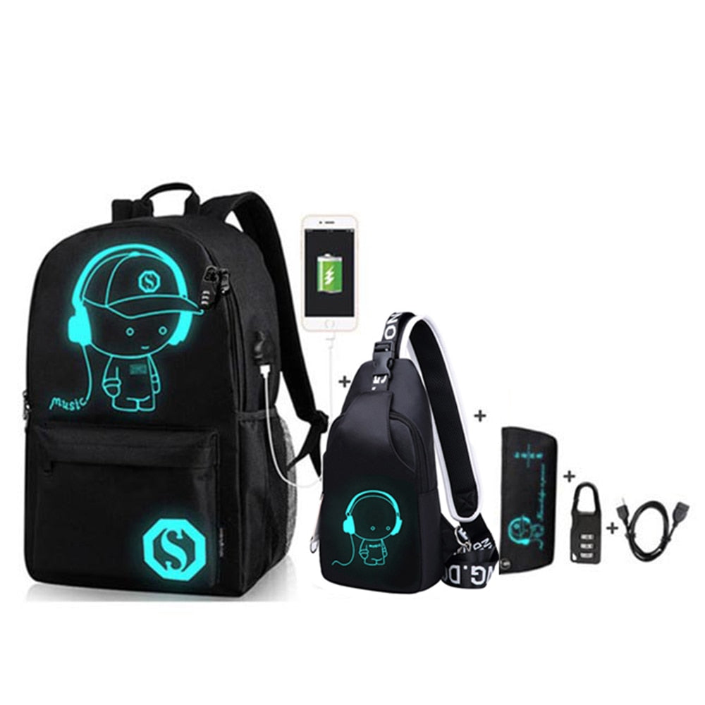 New School Backpack for Boy Girls Anime Cartoon