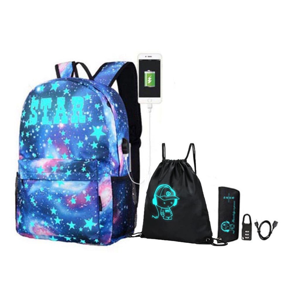 New School Backpack for Boy Girls Anime Cartoon