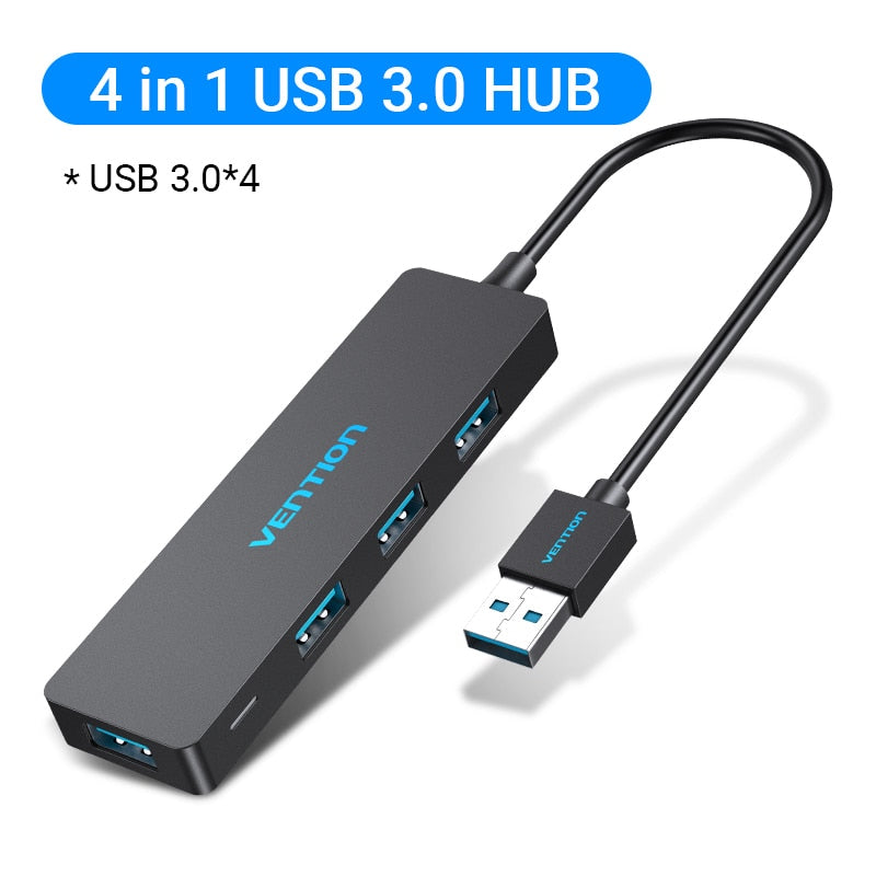 Vention USB Hub 3.0 Multi USB Splitter 4 USB Port 3.0 2.0 with Micro Charge Power for Lenovo Xiaomi Macbook Pro PC Hub C USB 3 0