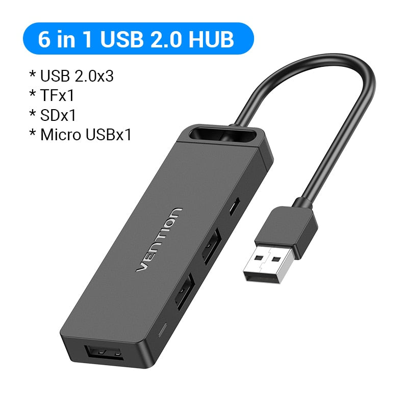 Vention USB Hub 3.0 Multi USB Splitter 4 USB Port 3.0 2.0 with Micro Charge Power for Lenovo Xiaomi Macbook Pro PC Hub C USB 3 0