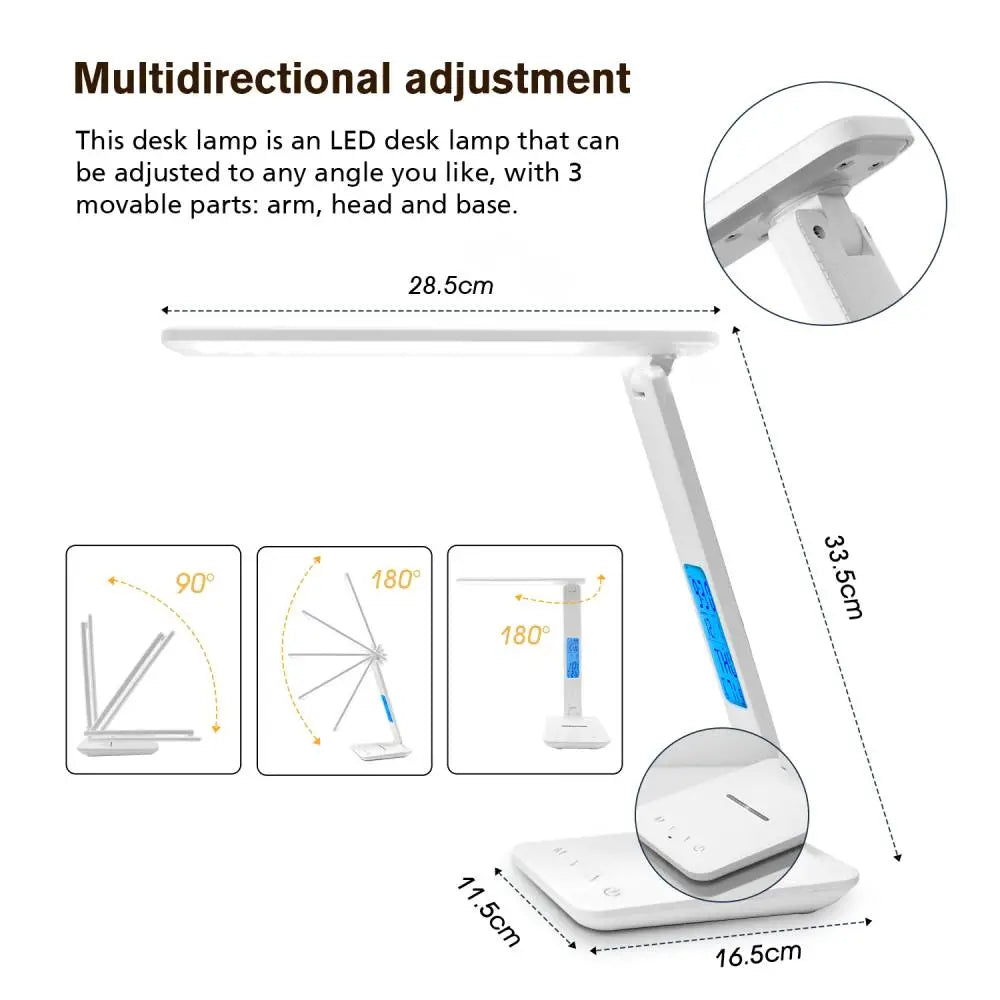 LAOPAO 10W QI Wireless Charging LED Desk Lamp With Calendar Temperature