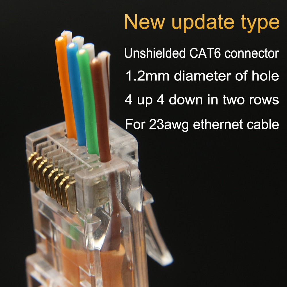 xintylink rj45 connector cat6 cat5e 50U/6U ethernet cable plug utp 8P8C rj 45 cat 6 network lan jack cat5 internet high quality