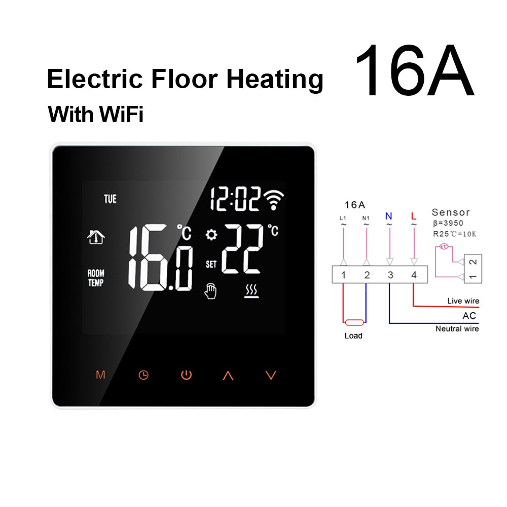 WiFi Smart Thermostat, Electric Floor Heating Water/Gas Boiler Temperature Remote Controller for Google Home