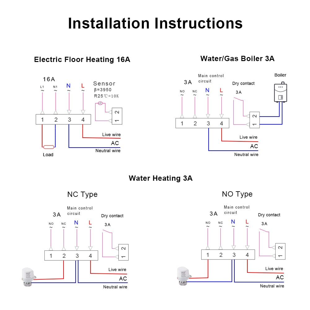 WiFi Smart Thermostat, Electric Floor Heating Water/Gas Boiler Temperature Remote Controller for Google Home