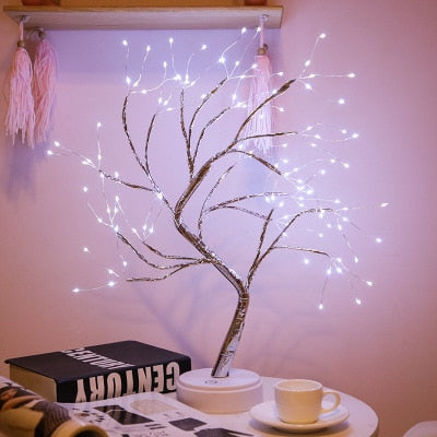 LED Night Light Mini Christmas Tree Copper Wire Garland Lamp For Kids Home Bedroom Decoration Decor Fairy Light Holiday lighting