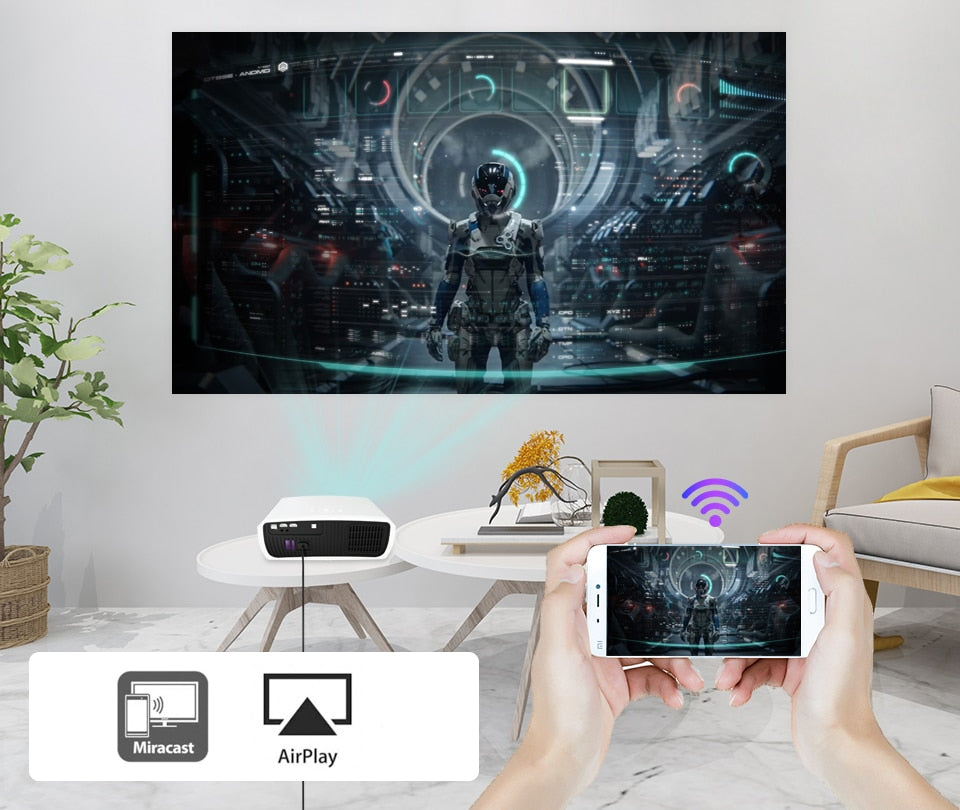 WZATCO C3 4D Keystone LED Projector 4K Android 10.0 WIFI 1920*1080P Proyector Home Theater 3D Media Video player Game Beamer