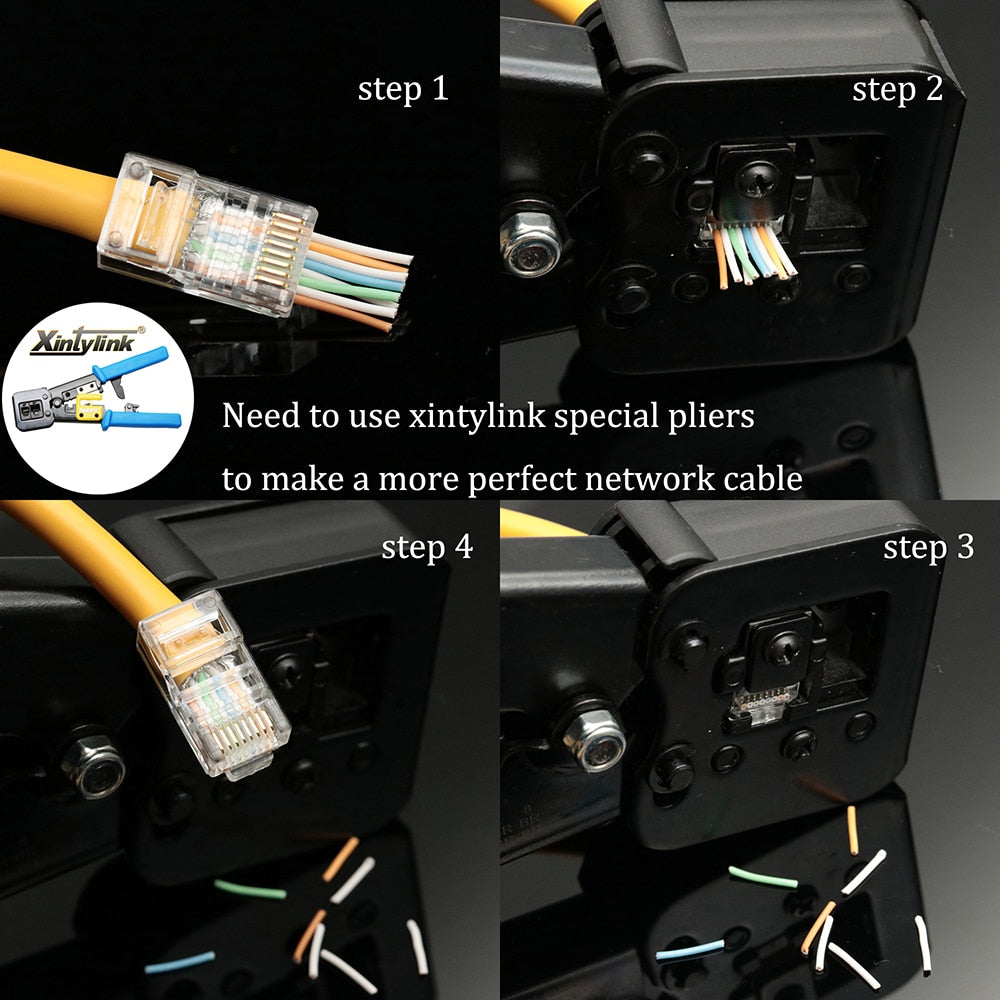 xintylink rj45 connector cat6 cat5e 50U/6U ethernet cable plug utp 8P8C rj 45 cat 6 network lan jack cat5 internet high quality