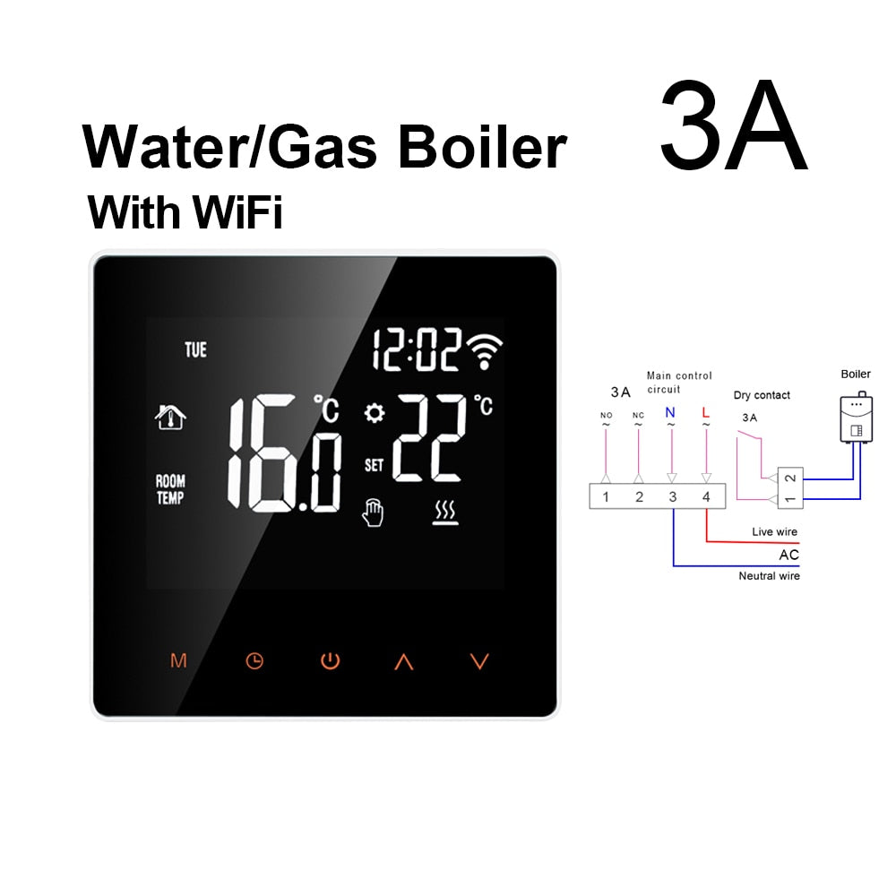 WiFi Smart Thermostat, Electric Floor Heating Water/Gas Boiler Temperature Remote Controller for Google Home