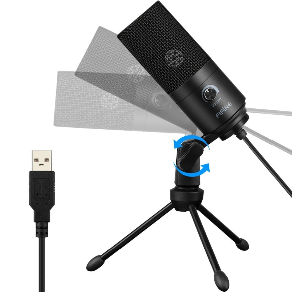 Fifine Metal USB Condenser Recording Microphone For Laptop  Windows Cardioid Studio Recording Vocals  Voice Over,Video-K669