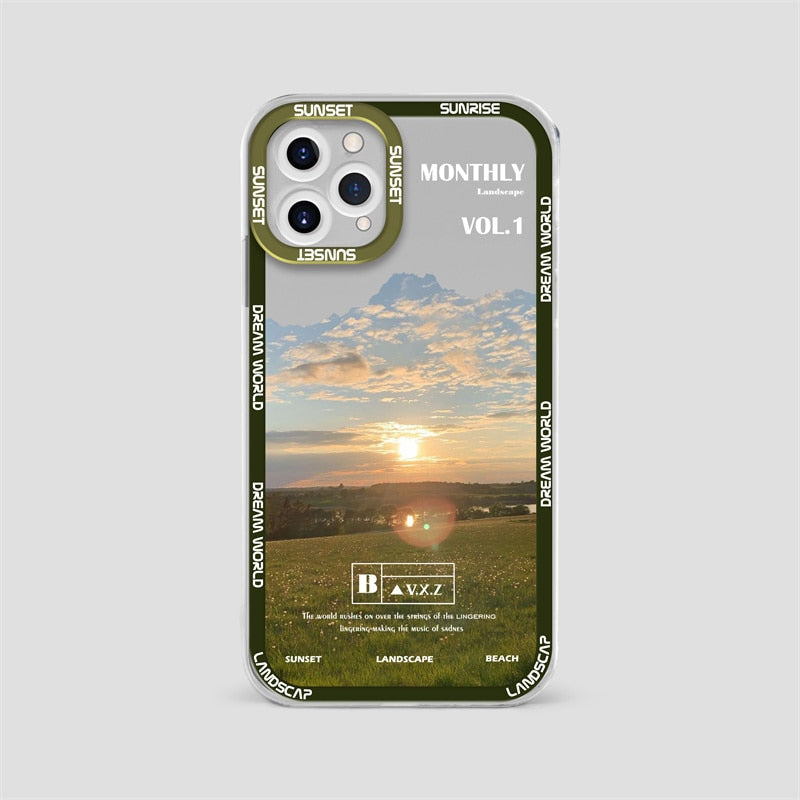 Sunset Moon Snow Mountain Phone Case For iPhone