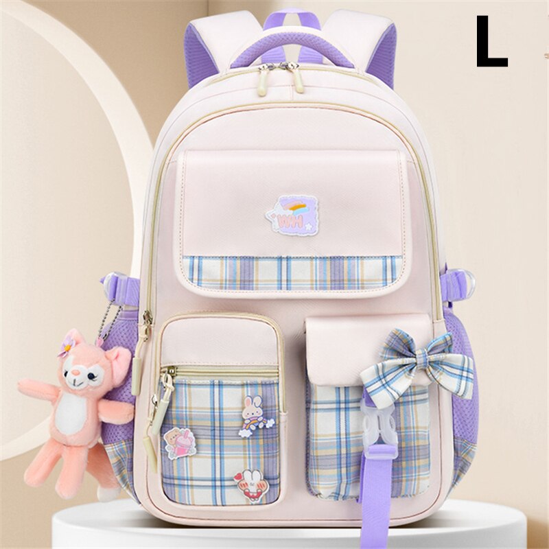 2023 New Bowknot schoolbag for teenage girls High capacity orthopedic backpack  With cartoon pendant School Bags 2 Size Satchel