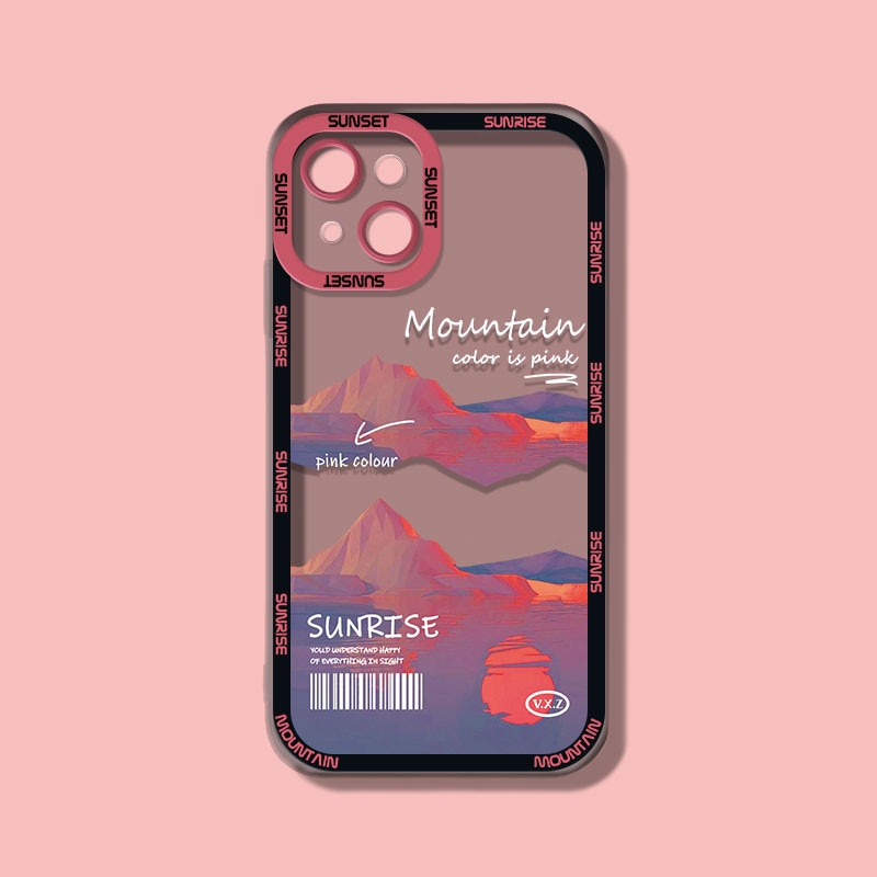 Sunset Moon Snow Mountain Phone Case For iPhone