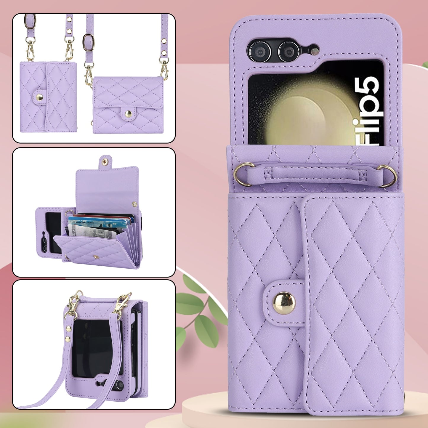 Crossbody Bag Fashion Leather Phone Case For Samsung Galaxy Z Flip 5 4 3