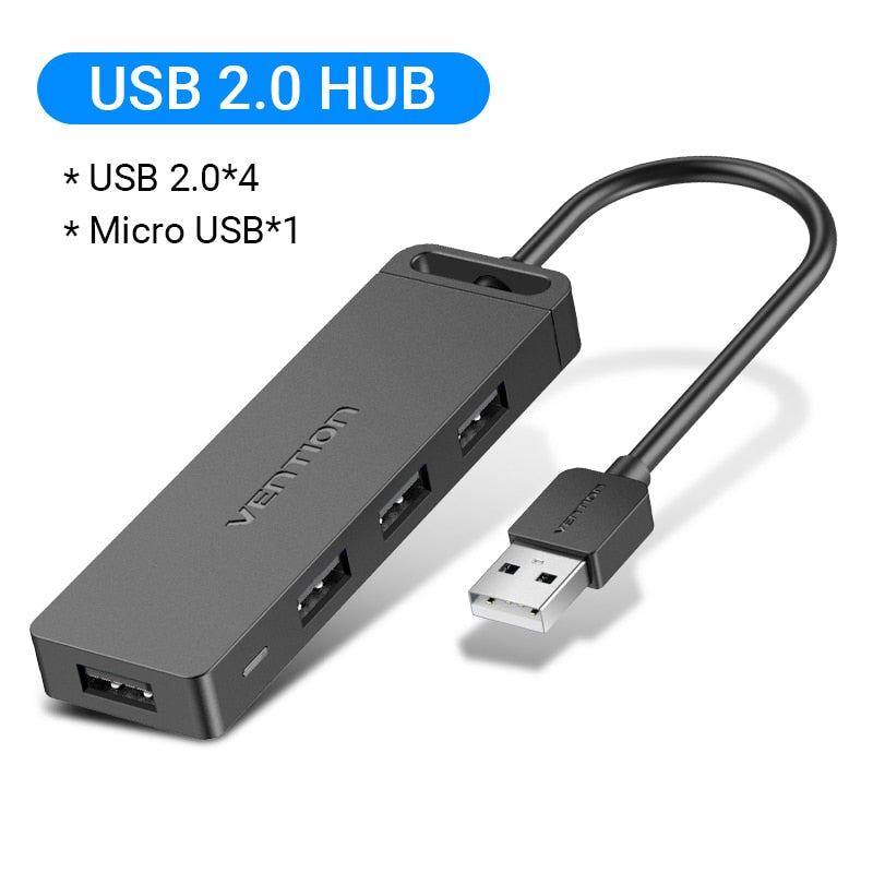 Vention USB Hub 3.0 Multi USB Splitter 4 USB Port 3.0 2.0 with Micro Charge Power for Lenovo Xiaomi Macbook Pro PC Hub C USB 3 0