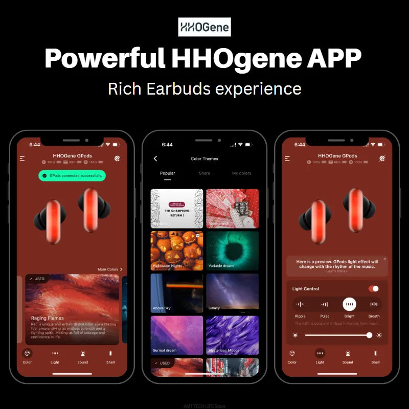 HHOGene GPods With Light Control Bluetooth 5.2 Wireless Earbuds