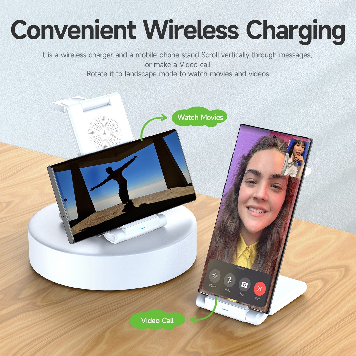 3-IN-1 Folding Wireless Charger Stand Dock Station for Samsung