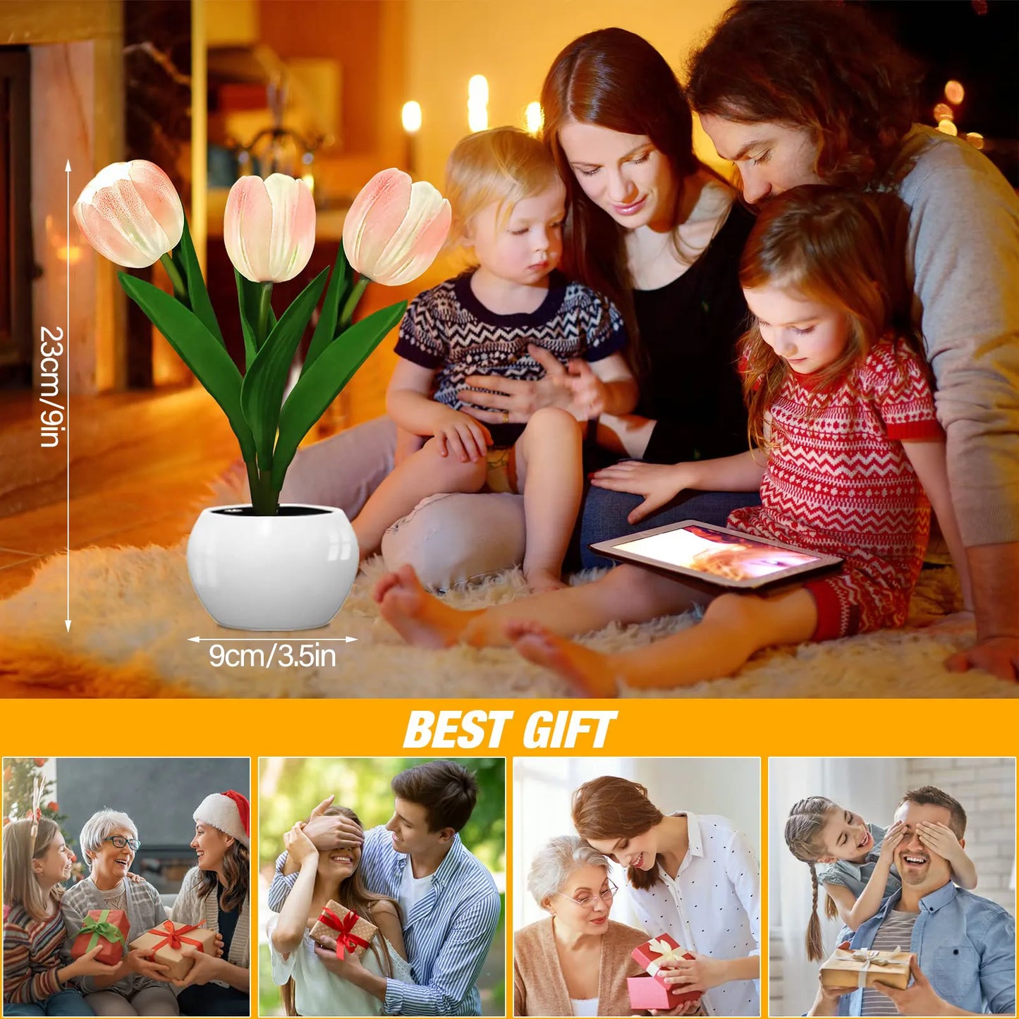 LED Tulip Night Light Simulation Flower Table