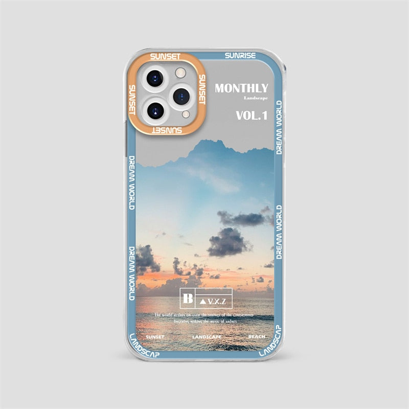 Sunset Moon Snow Mountain Phone Case For iPhone