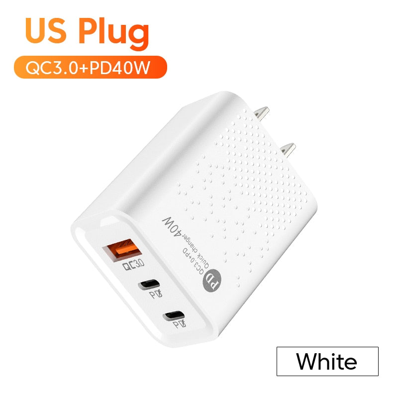 Olaf USB C Charger 60W Fast Charging Charger 3Ports Type C