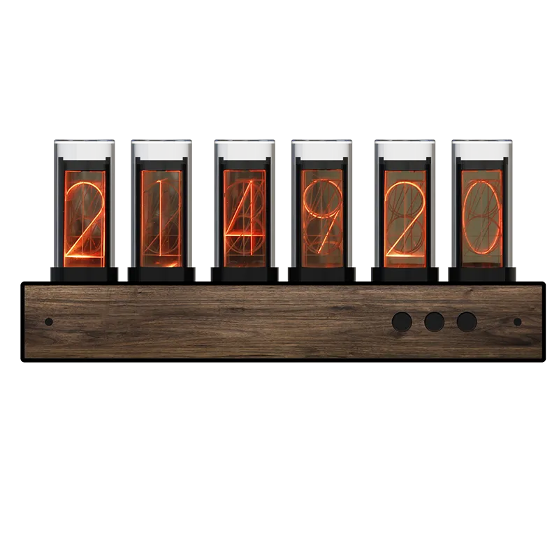 Digital Nixie Glow Tube Clock Metal Wood RGB Table Clock