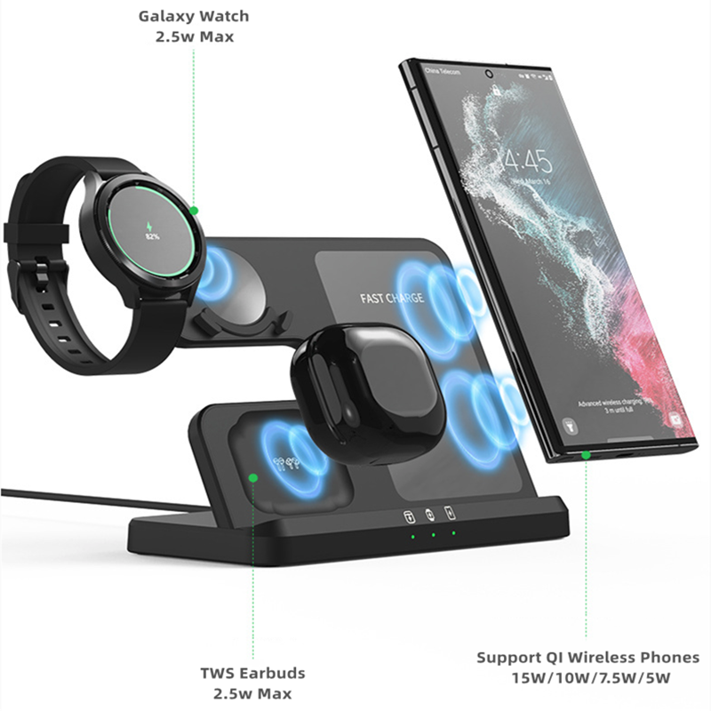 Wireless Charging Station for Samsung 3 in 1 Charger for Galaxy Watch 5/4/3/Active 2 S22 Ultra Note20 10 Z Flip Fold Galaxy Buds