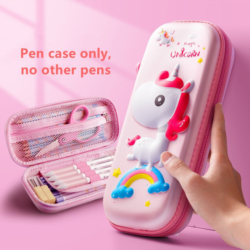 3D Unicorn EVA cute pencil box School student