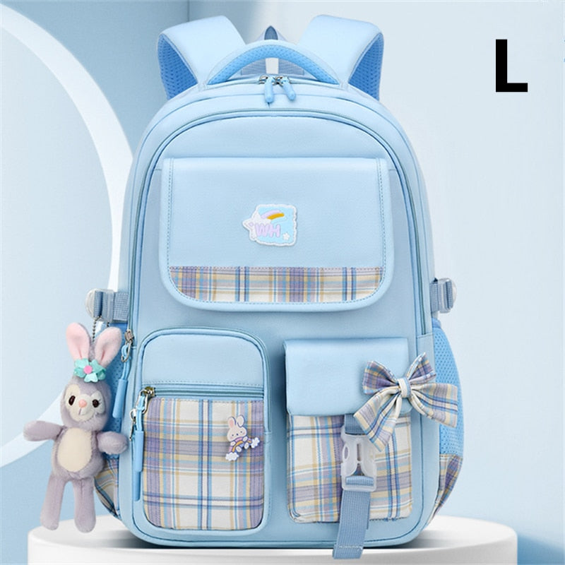 2023 New Bowknot schoolbag for teenage girls High capacity orthopedic backpack  With cartoon pendant School Bags 2 Size Satchel