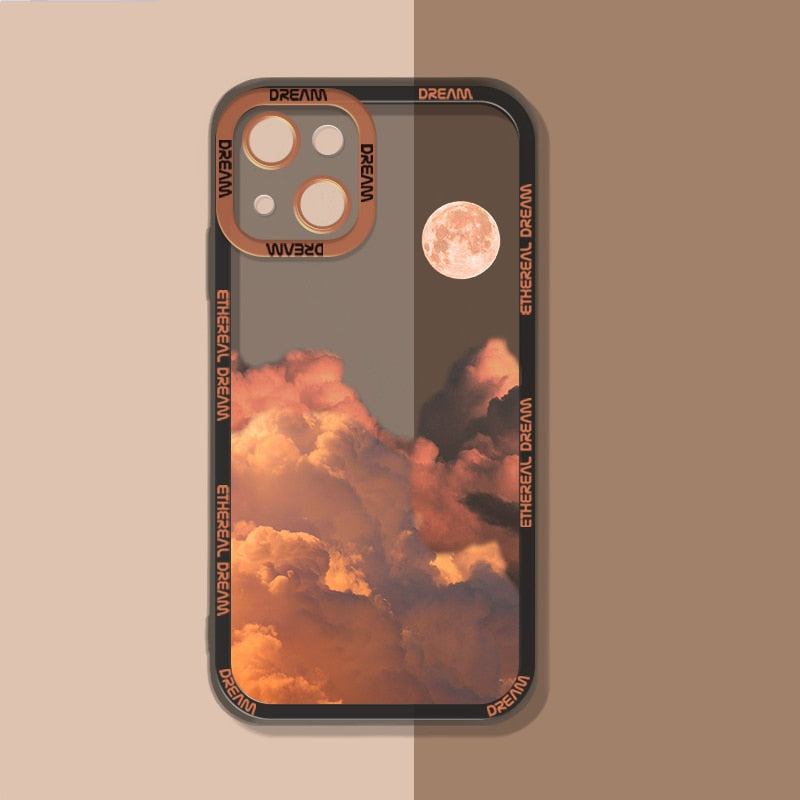 Sunset Moon Snow Mountain Phone Case For iPhone