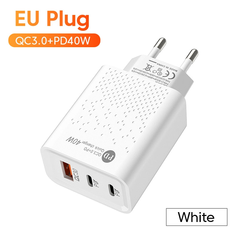 Olaf USB C Charger 60W Fast Charging Charger 3Ports Type C