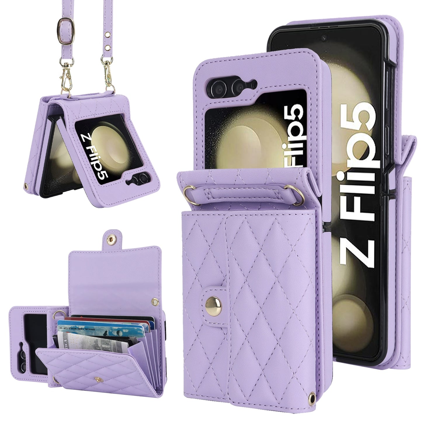 Crossbody Bag Fashion Leather Phone Case For Samsung Galaxy Z Flip 5 4 3