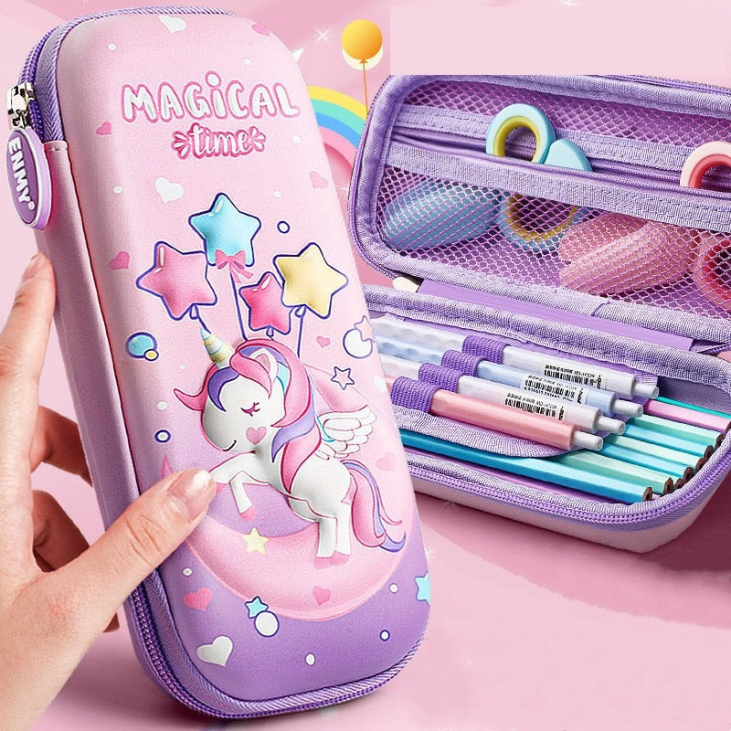 3D Unicorn EVA cute pencil box School student