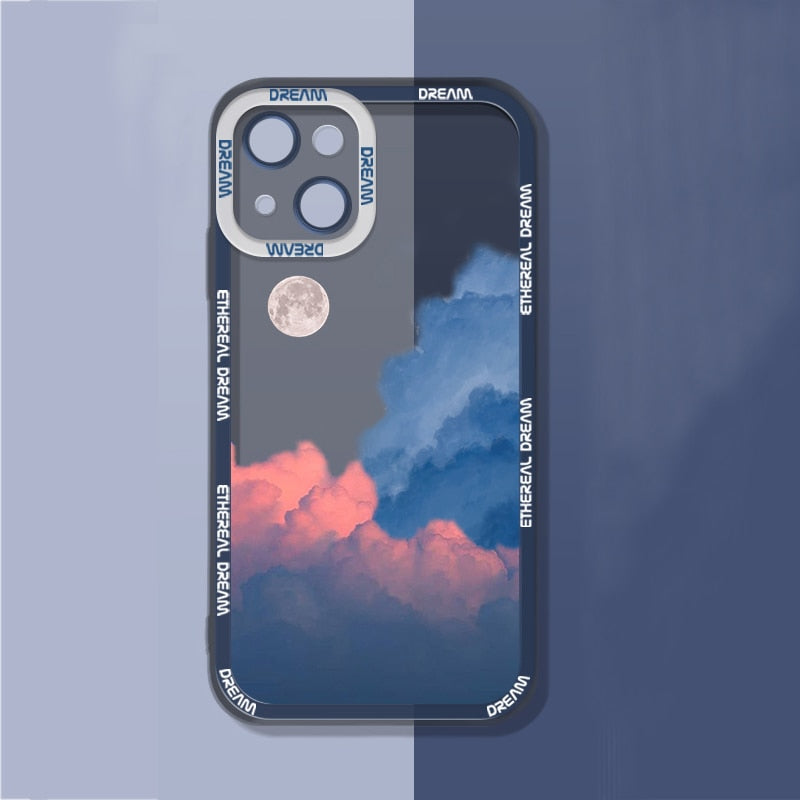 Sunset Moon Snow Mountain Phone Case For iPhone