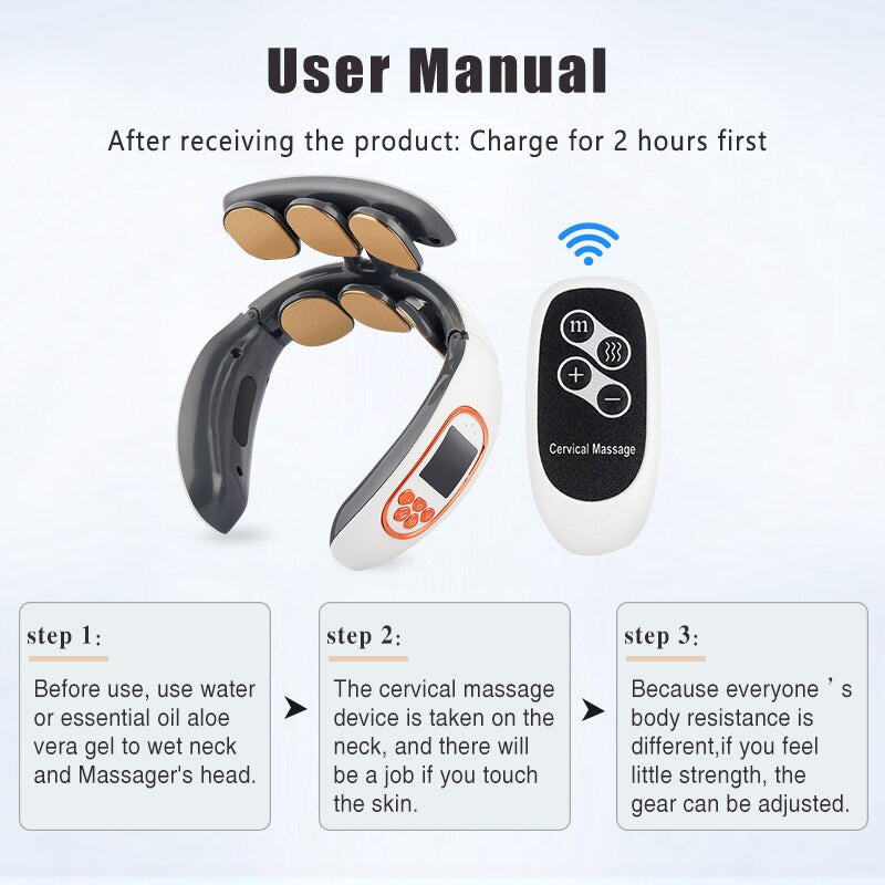 Neck Massage Intelligent Charging Heating Hot Pressing Magnetic Pulse Fashion Multi User Usage Portable Pulse Neck Massager