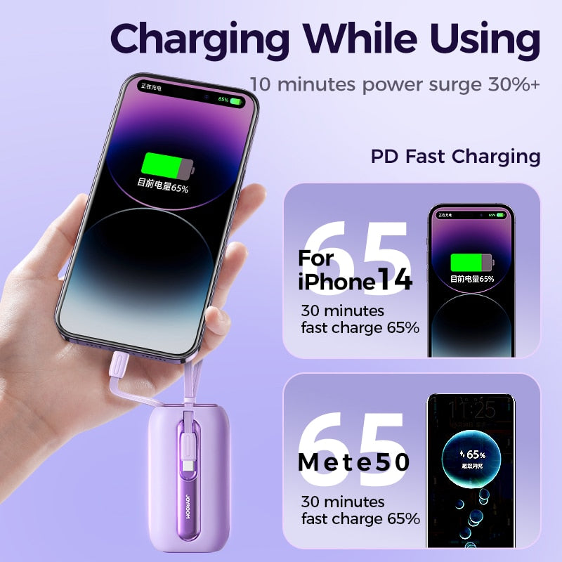 Mini Power Bank Fast Charging Powerbank With Type-C For iPhone Cable 10000mAh PD QC3.0 Charger For Samsung Xiaomi