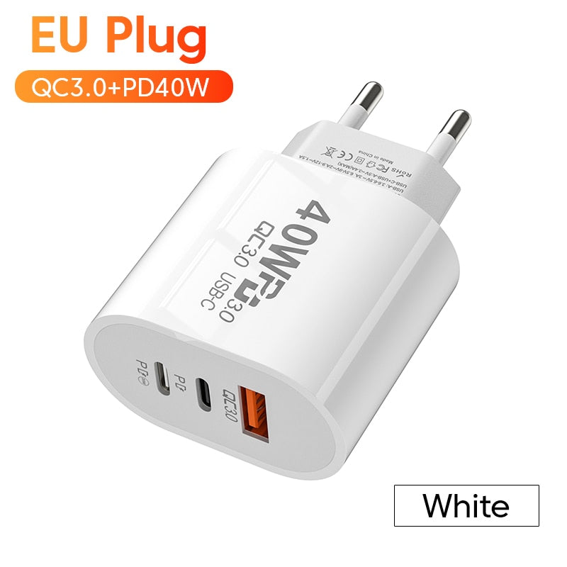 Olaf USB C Charger 60W Fast Charging Charger 3Ports Type C