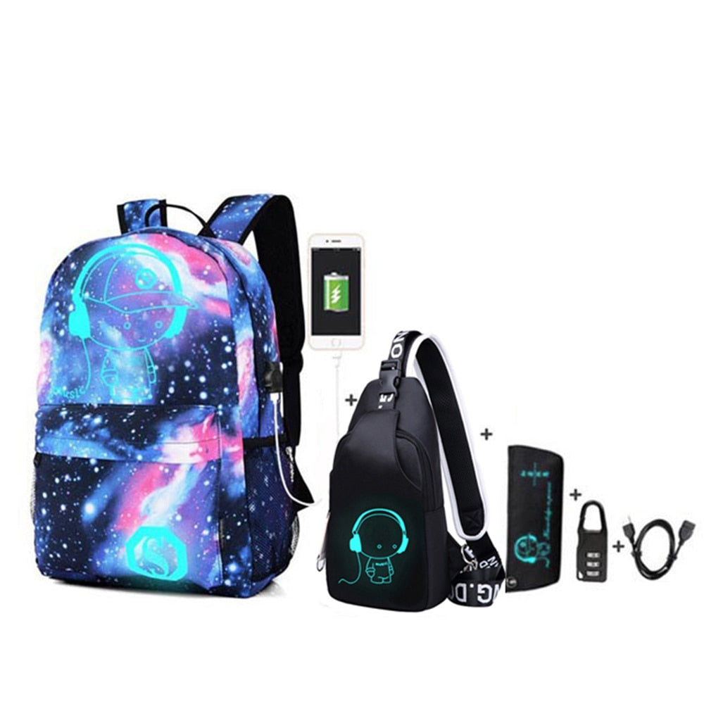 New School Backpack for Boy Girls Anime Cartoon