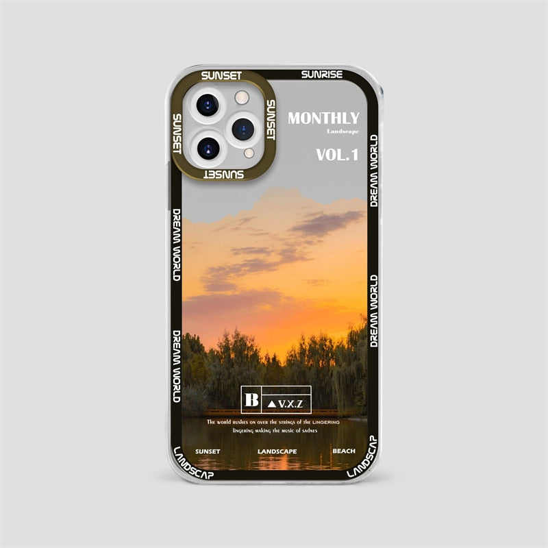 Sunset Moon Snow Mountain Phone Case For iPhone