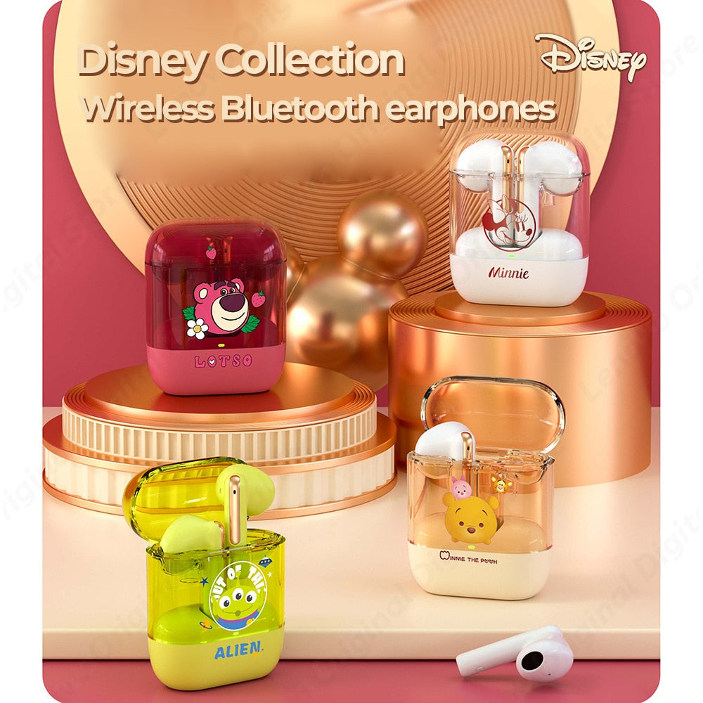 Disney Wireless Headphones TWS Bluetooth 5.3 Earphones With Mic Binaural Calls Sports Music In-Ear Running Earbuds Waterproof