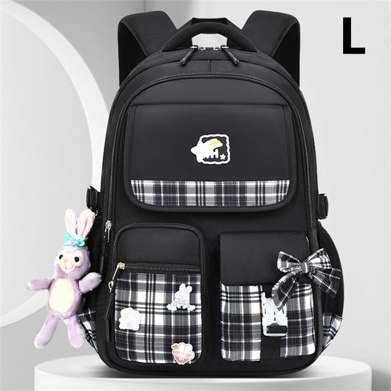 2023 New Bowknot schoolbag for teenage girls High capacity orthopedic backpack  With cartoon pendant School Bags 2 Size Satchel