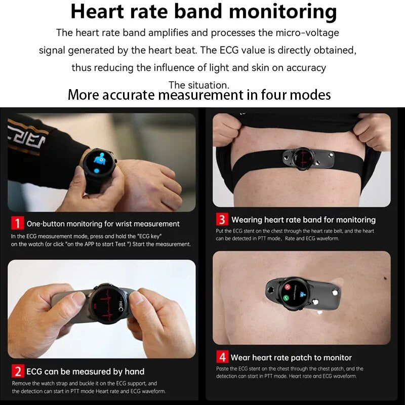 Smart Watch Men Women Blood Glucose Monitor Health  ECG+PPG Blood Pressure Thermometer IP68 Waterproof Sport Smartwatch