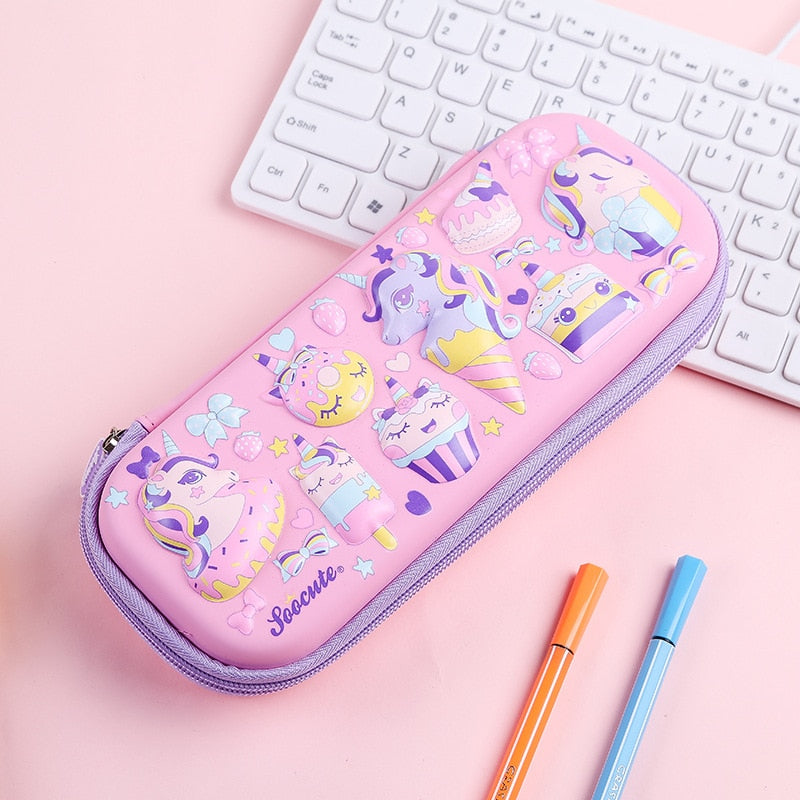 3D Unicorn EVA cute pencil box School student