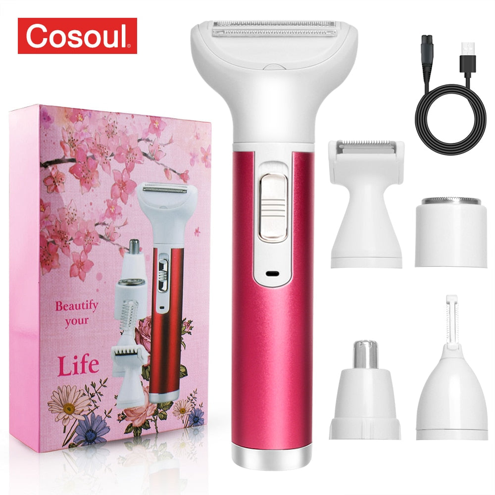 5 in 1 Body Hair Removal Epilator Armpit Hair Bikini Hair Leg Hair Pubic Hair Electric Razor Clipper Shaver Trimmer Women