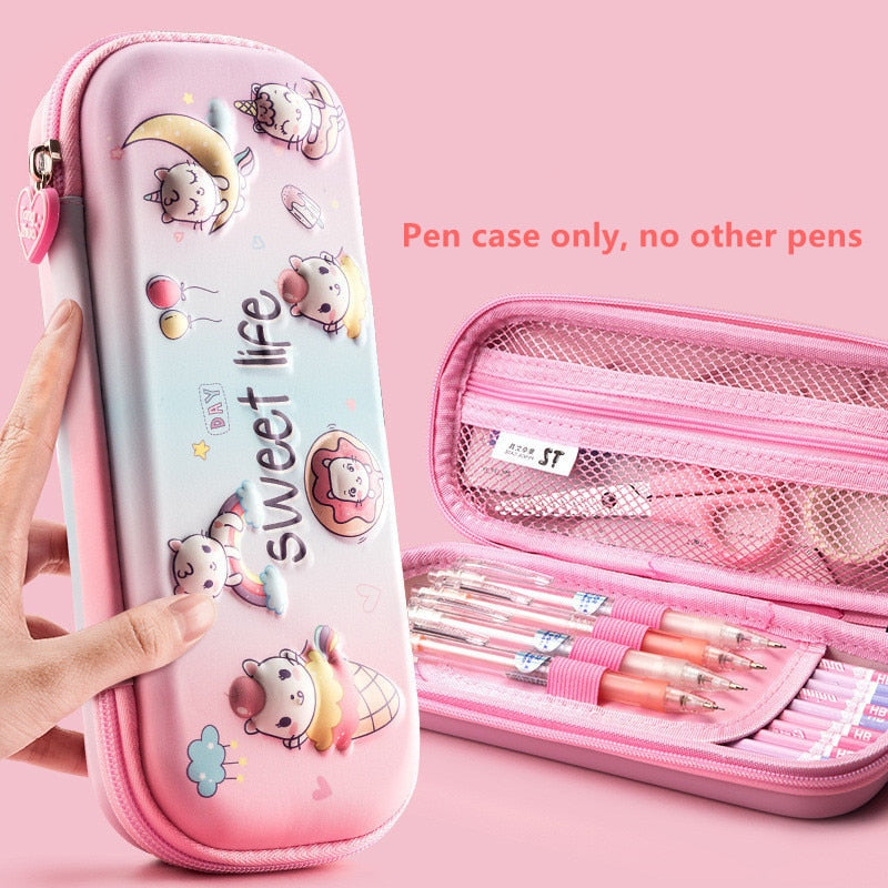 3D Unicorn EVA cute pencil box School student