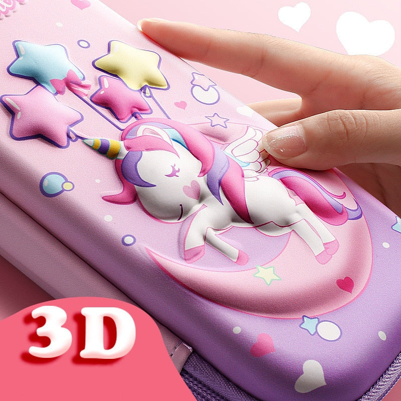 3D Unicorn EVA cute pencil box School student