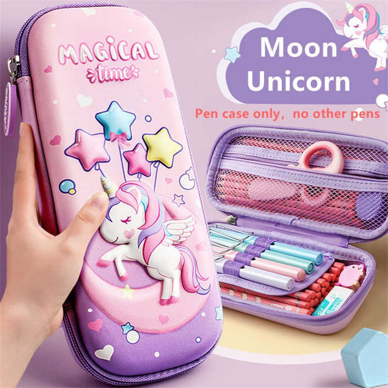 3D Unicorn EVA cute pencil box School student