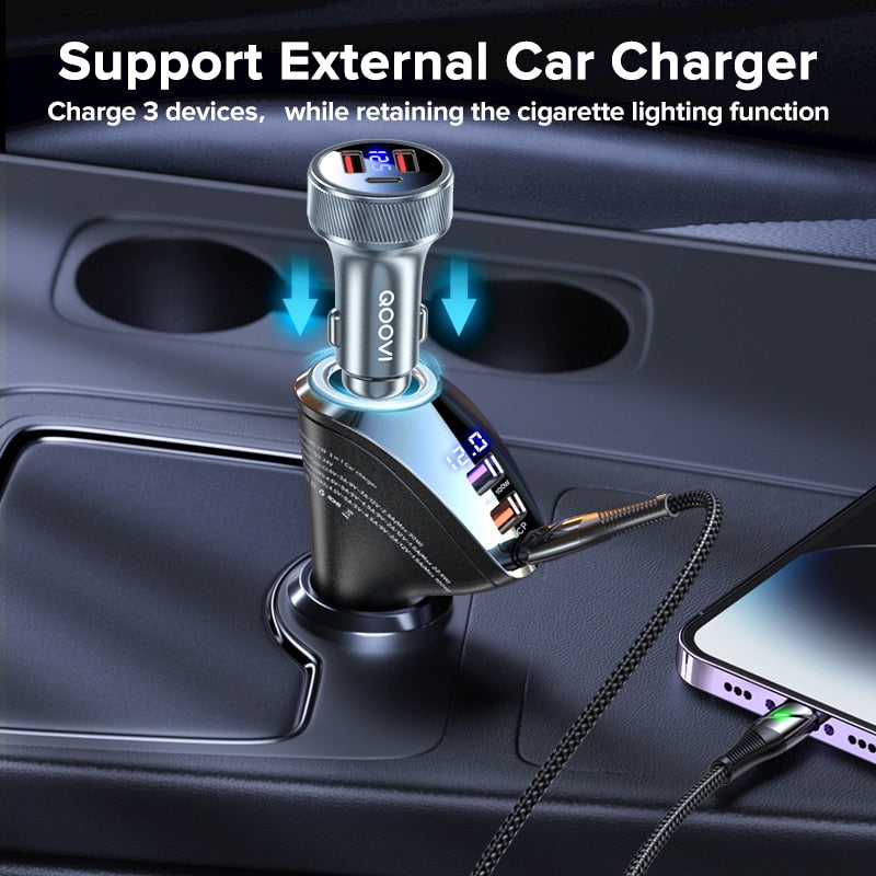 QOOVI 150W Car Charger Usb Type C Super Fast Charging