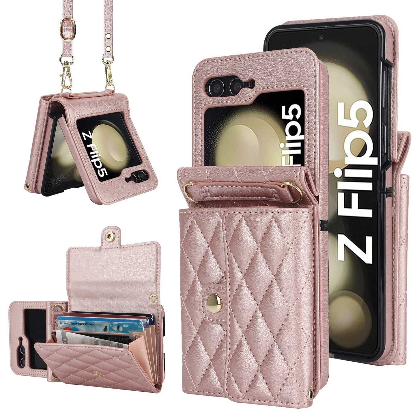 Crossbody Bag Fashion Leather Phone Case For Samsung Galaxy Z Flip 5 4 3