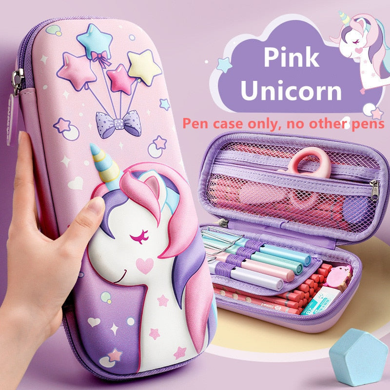 3D Unicorn EVA cute pencil box School student