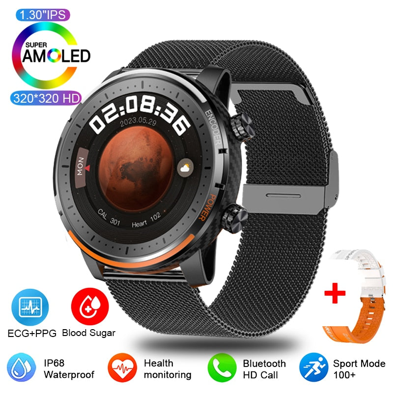 Non-invasive BLood Glucose Smart Watch ECG+PPG Thermometer Health Watch