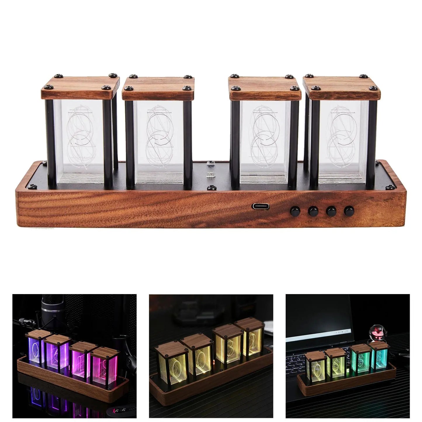 Nixie Tube Clock Colorful LED Digital table Clock